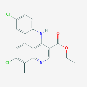 Ethyl 7-chloro-4-[(4-chlorophenyl)amino]-8-methylquinoline-3-carboxylate