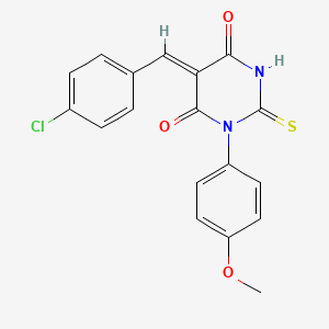 molecular formula C18H13ClN2O3S B11645972 (5Z)-5-(4-chlorobenzylidene)-1-(4-methoxyphenyl)-2-thioxodihydropyrimidine-4,6(1H,5H)-dione 