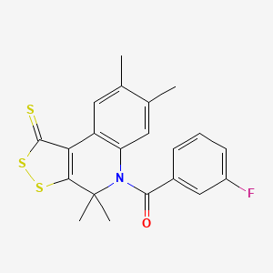 (3-fluorophenyl)(4,4,7,8-tetramethyl-1-thioxo-1,4-dihydro-5H-[1,2]dithiolo[3,4-c]quinolin-5-yl)methanone