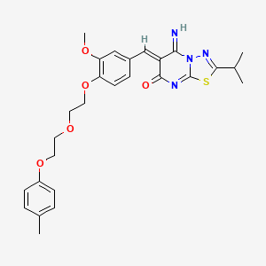 (6Z)-5-imino-6-(3-methoxy-4-{2-[2-(4-methylphenoxy)ethoxy]ethoxy}benzylidene)-2-(propan-2-yl)-5,6-dihydro-7H-[1,3,4]thiadiazolo[3,2-a]pyrimidin-7-one