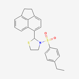 molecular formula C23H23NO2S2 B11646000 2-(1,2-Dihydroacenaphthylen-5-yl)-3-((4-ethylphenyl)sulfonyl)thiazolidine 