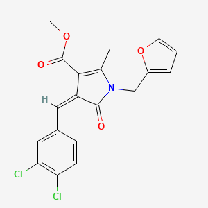 molecular formula C19H15Cl2NO4 B11646009 methyl (4Z)-4-(3,4-dichlorobenzylidene)-1-(furan-2-ylmethyl)-2-methyl-5-oxo-4,5-dihydro-1H-pyrrole-3-carboxylate 