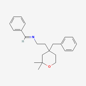 molecular formula C23H29NO B11646038 (E)-[2-(4-Benzyl-2,2-dimethyloxan-4-YL)ethyl](phenylmethylidene)amine 