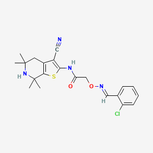 2-({[(E)-(2-chlorophenyl)methylidene]amino}oxy)-N-(3-cyano-5,5,7,7-tetramethyl-4,5,6,7-tetrahydrothieno[2,3-c]pyridin-2-yl)acetamide