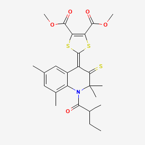 dimethyl 2-[2,2,6,8-tetramethyl-1-(2-methylbutanoyl)-3-thioxo-2,3-dihydroquinolin-4(1H)-ylidene]-1,3-dithiole-4,5-dicarboxylate