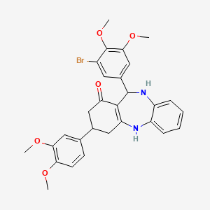 molecular formula C29H29BrN2O5 B11646148 11-(3-bromo-4,5-dimethoxyphenyl)-3-(3,4-dimethoxyphenyl)-2,3,4,5,10,11-hexahydro-1H-dibenzo[b,e][1,4]diazepin-1-one 