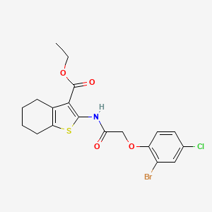 molecular formula C19H19BrClNO4S B11646158 Ethyl 2-{[(2-bromo-4-chlorophenoxy)acetyl]amino}-4,5,6,7-tetrahydro-1-benzothiophene-3-carboxylate 