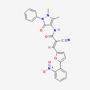 molecular formula C25H19N5O5 B11646159 (2E)-2-cyano-N-(1,5-dimethyl-3-oxo-2-phenyl-2,3-dihydro-1H-pyrazol-4-yl)-3-[5-(2-nitrophenyl)furan-2-yl]prop-2-enamide 