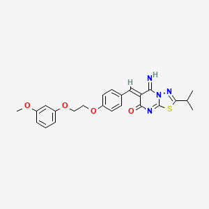 molecular formula C24H24N4O4S B11646187 (6Z)-5-imino-6-{4-[2-(3-methoxyphenoxy)ethoxy]benzylidene}-2-(propan-2-yl)-5,6-dihydro-7H-[1,3,4]thiadiazolo[3,2-a]pyrimidin-7-one 