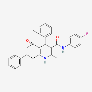 N-(4-fluorophenyl)-2-methyl-4-(2-methylphenyl)-5-oxo-7-phenyl-1,4,5,6,7,8-hexahydro-3-quinolinecarboxamide