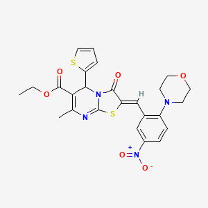 Ethyl (2Z)-7-methyl-2-{[2-(morpholin-4-YL)-5-nitrophenyl]methylidene}-3-oxo-5-(thiophen-2-YL)-2H,3H,5H-[1,3]thiazolo[3,2-A]pyrimidine-6-carboxylate