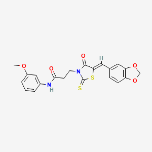 3-[(5Z)-5-(1,3-benzodioxol-5-ylmethylidene)-4-oxo-2-thioxo-1,3-thiazolidin-3-yl]-N-(3-methoxyphenyl)propanamide