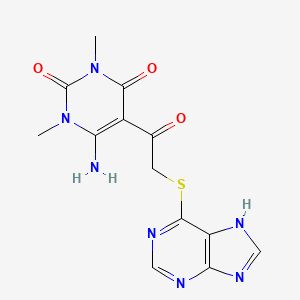 molecular formula C13H13N7O3S B11646230 6-amino-1,3-dimethyl-5-[(9H-purin-6-ylsulfanyl)acetyl]pyrimidine-2,4(1H,3H)-dione 