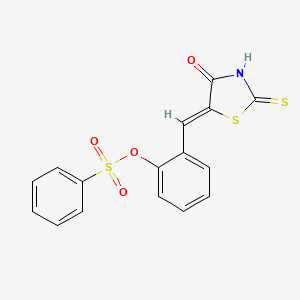 2-[(Z)-(4-oxo-2-thioxo-1,3-thiazolidin-5-ylidene)methyl]phenyl benzenesulfonate