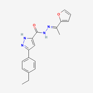 molecular formula C18H18N4O2 B11646306 3-(4-Ethylphenyl)-N'-(1-(2-furyl)ethylidene)-1H-pyrazole-5-carbohydrazide 