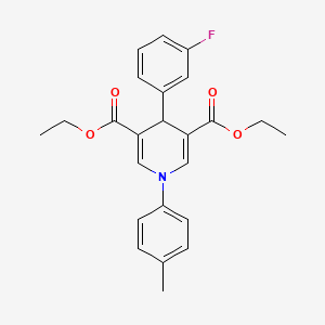 molecular formula C24H24FNO4 B11646329 Diethyl 4-(3-fluorophenyl)-1-(4-methylphenyl)-1,4-dihydropyridine-3,5-dicarboxylate 