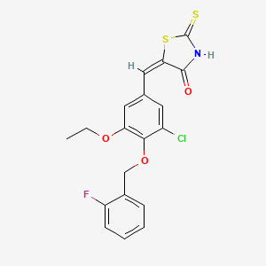 (5E)-5-{3-chloro-5-ethoxy-4-[(2-fluorobenzyl)oxy]benzylidene}-2-thioxo-1,3-thiazolidin-4-one