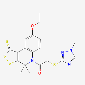 1-(8-ethoxy-4,4-dimethyl-1-thioxo-1,4-dihydro-5H-[1,2]dithiolo[3,4-c]quinolin-5-yl)-2-[(1-methyl-1H-1,2,4-triazol-3-yl)sulfanyl]ethanone