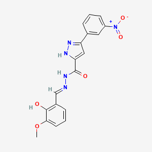 molecular formula C18H15N5O5 B11646386 N'-(2-Hydroxy-3-methoxybenzylidene)-5-(3-nitrophenyl)-1H-pyrazole-3-carbohydrazide CAS No. 302918-50-9