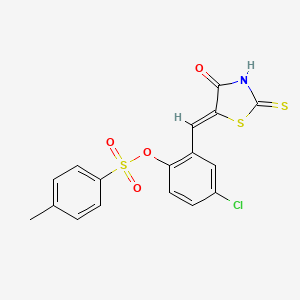 molecular formula C17H12ClNO4S3 B11646401 4-chloro-2-[(Z)-(4-oxo-2-thioxo-1,3-thiazolidin-5-ylidene)methyl]phenyl 4-methylbenzenesulfonate 