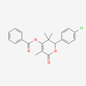 2-(4-Chlorophenyl)-3,3,5-trimethyl-6-oxo-3,6-dihydro-2H-pyran-4-yl benzoate