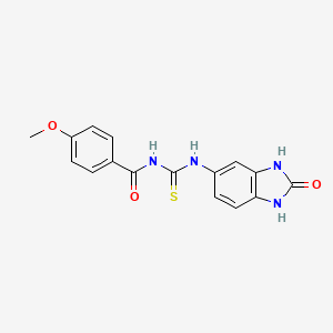 molecular formula C16H14N4O3S B11646434 4-methoxy-N-[(2-oxo-2,3-dihydro-1H-benzimidazol-5-yl)carbamothioyl]benzamide 