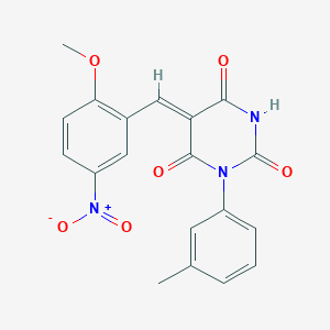 molecular formula C19H15N3O6 B11646437 (5Z)-5-(2-methoxy-5-nitrobenzylidene)-1-(3-methylphenyl)pyrimidine-2,4,6(1H,3H,5H)-trione 