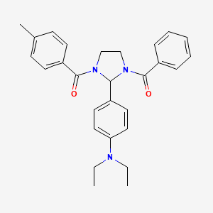 molecular formula C28H31N3O2 B11646439 {2-[4-(Diethylamino)phenyl]-3-[(4-methylphenyl)carbonyl]imidazolidin-1-yl}(phenyl)methanone 