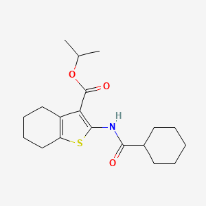 molecular formula C19H27NO3S B11646447 Propan-2-yl 2-[(cyclohexylcarbonyl)amino]-4,5,6,7-tetrahydro-1-benzothiophene-3-carboxylate 