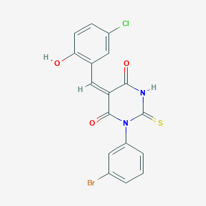 (5E)-1-(3-bromophenyl)-5-(5-chloro-2-hydroxybenzylidene)-2-thioxodihydropyrimidine-4,6(1H,5H)-dione