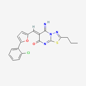 molecular formula C19H15ClN4O2S B11646464 (6Z)-6-{[5-(2-chlorophenyl)furan-2-yl]methylidene}-5-imino-2-propyl-5,6-dihydro-7H-[1,3,4]thiadiazolo[3,2-a]pyrimidin-7-one 