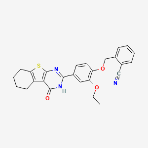 2-{[2-Ethoxy-4-(4-oxo-3,4,5,6,7,8-hexahydro[1]benzothieno[2,3-d]pyrimidin-2-yl)phenoxy]methyl}benzonitrile