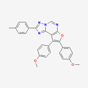 molecular formula C28H22N4O3 B11646544 8,9-Bis(4-methoxyphenyl)-2-(4-methylphenyl)furo[3,2-e][1,2,4]triazolo[1,5-c]pyrimidine 