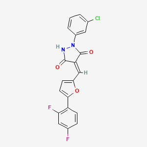 (4E)-1-(3-chlorophenyl)-4-{[5-(2,4-difluorophenyl)furan-2-yl]methylidene}pyrazolidine-3,5-dione