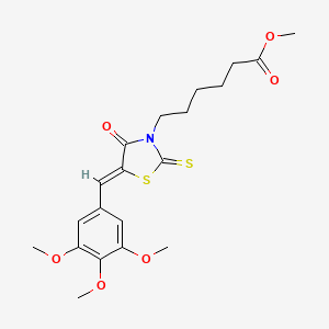 molecular formula C20H25NO6S2 B11646582 methyl 6-[(5Z)-4-oxo-2-thioxo-5-(3,4,5-trimethoxybenzylidene)-1,3-thiazolidin-3-yl]hexanoate 