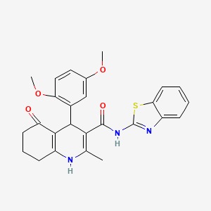 molecular formula C26H25N3O4S B11646611 N-(1,3-benzothiazol-2-yl)-4-(2,5-dimethoxyphenyl)-2-methyl-5-oxo-1,4,5,6,7,8-hexahydro-3-quinolinecarboxamide 