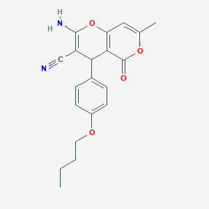 molecular formula C20H20N2O4 B11646617 2-amino-4-(4-butoxyphenyl)-7-methyl-5-oxo-4H,5H-pyrano[4,3-b]pyran-3-carbonitrile 