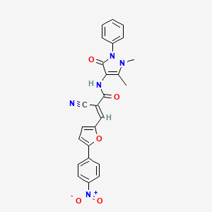 (2E)-2-cyano-N-(1,5-dimethyl-3-oxo-2-phenyl-2,3-dihydro-1H-pyrazol-4-yl)-3-[5-(4-nitrophenyl)furan-2-yl]prop-2-enamide