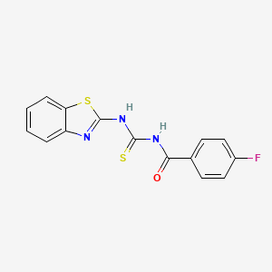 molecular formula C15H10FN3OS2 B11646660 N-(1,3-benzothiazol-2-ylcarbamothioyl)-4-fluorobenzamide 