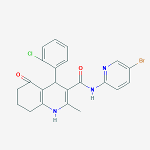 molecular formula C22H19BrClN3O2 B11646670 N-(5-Bromo-2-pyridinyl)-4-(2-chlorophenyl)-2-methyl-5-oxo-1,4,5,6,7,8-hexahydro-3-quinolinecarboxamide 