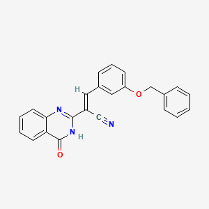 molecular formula C24H17N3O2 B11646677 (2E)-3-[3-(benzyloxy)phenyl]-2-(4-oxo-3,4-dihydroquinazolin-2-yl)prop-2-enenitrile 