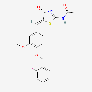 N-[(2E,5Z)-5-{4-[(2-fluorobenzyl)oxy]-3-methoxybenzylidene}-4-oxo-1,3-thiazolidin-2-ylidene]acetamide