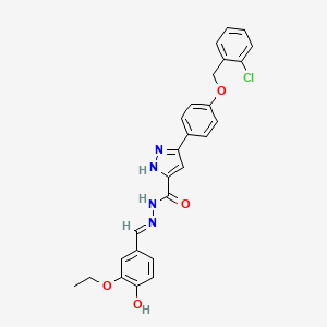 3-{4-[(2-chlorobenzyl)oxy]phenyl}-N'-[(E)-(3-ethoxy-4-hydroxyphenyl)methylidene]-1H-pyrazole-5-carbohydrazide