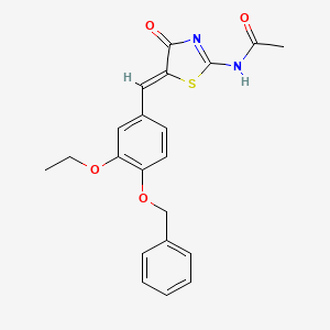 molecular formula C21H20N2O4S B11646714 N-{(5Z)-5-[4-(benzyloxy)-3-ethoxybenzylidene]-4-oxo-4,5-dihydro-1,3-thiazol-2-yl}acetamide 