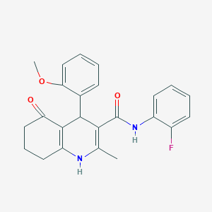 molecular formula C24H23FN2O3 B11646772 N-(2-fluorophenyl)-4-(2-methoxyphenyl)-2-methyl-5-oxo-1,4,5,6,7,8-hexahydro-3-quinolinecarboxamide 