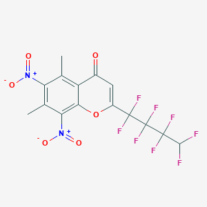 molecular formula C15H8F8N2O6 B11646781 5,7-dimethyl-6,8-dinitro-2-(1,1,2,2,3,3,4,4-octafluorobutyl)-4H-chromen-4-one 