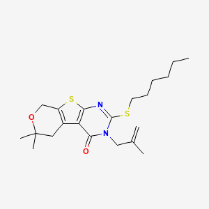 5-hexylsulfanyl-12,12-dimethyl-4-(2-methylprop-2-enyl)-11-oxa-8-thia-4,6-diazatricyclo[7.4.0.02,7]trideca-1(9),2(7),5-trien-3-one