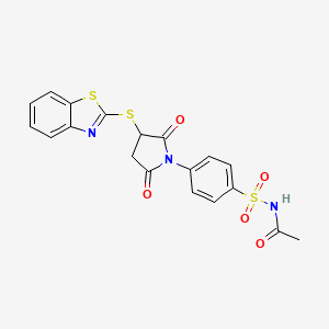 N-({4-[3-(1,3-benzothiazol-2-ylsulfanyl)-2,5-dioxopyrrolidin-1-yl]phenyl}sulfonyl)acetamide