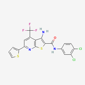 molecular formula C19H10Cl2F3N3OS2 B11646813 3-amino-N-(3,4-dichlorophenyl)-6-(thiophen-2-yl)-4-(trifluoromethyl)thieno[2,3-b]pyridine-2-carboxamide CAS No. 441718-26-9