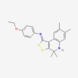 4-ethoxy-N-[(1Z)-4,4,7,8-tetramethyl-4,5-dihydro-1H-[1,2]dithiolo[3,4-c]quinolin-1-ylidene]aniline